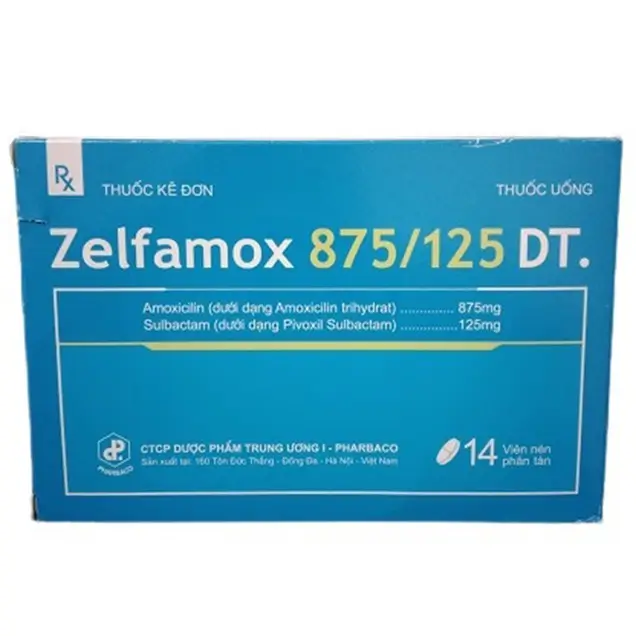 Thuốc Zelfamox 875/125 DT điều trị viêm tai giữa, viêm họng (14 viên)